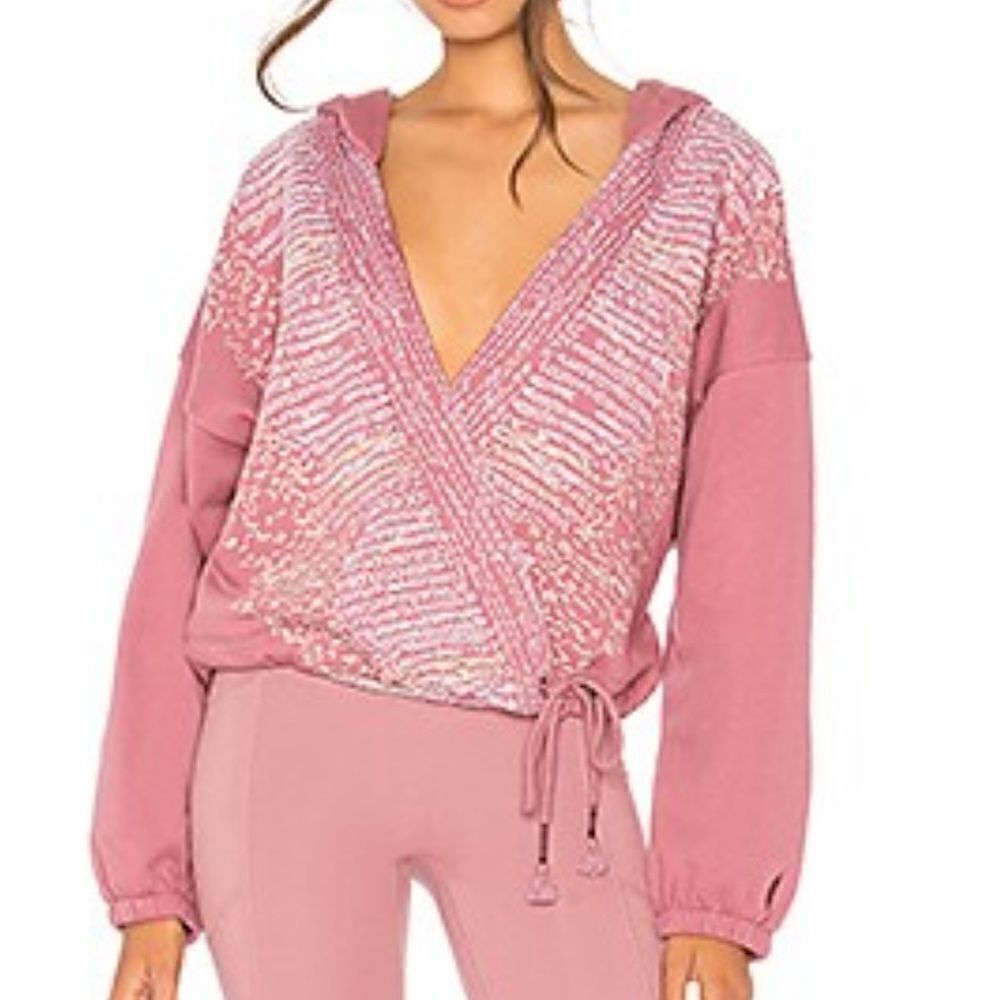 Free People Movement Sashiko Wrap Hoodie in Plum size
